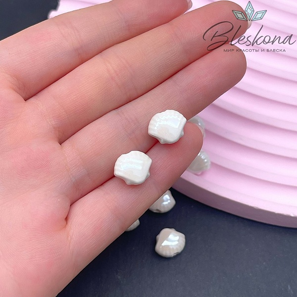 11,5*9,5 мм Бусина ракушка, керамика цвет белый