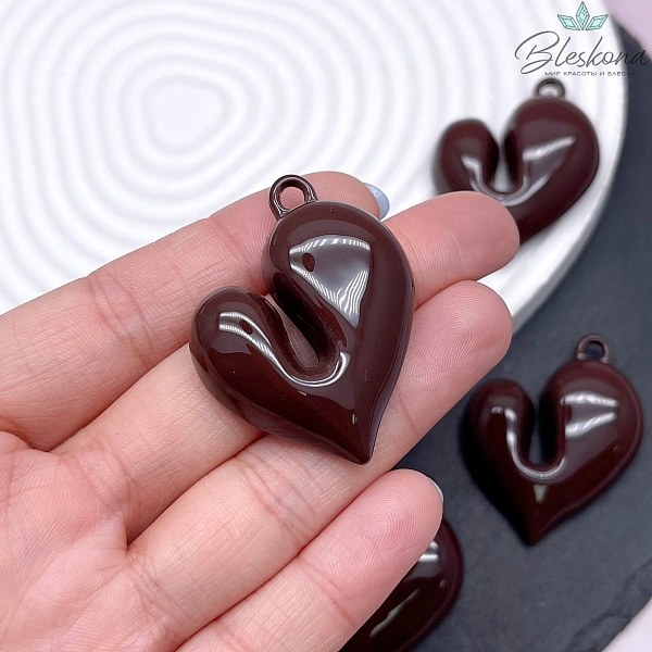 41*33 мм, Подвеска Сердце коричневое (шоколадное)
