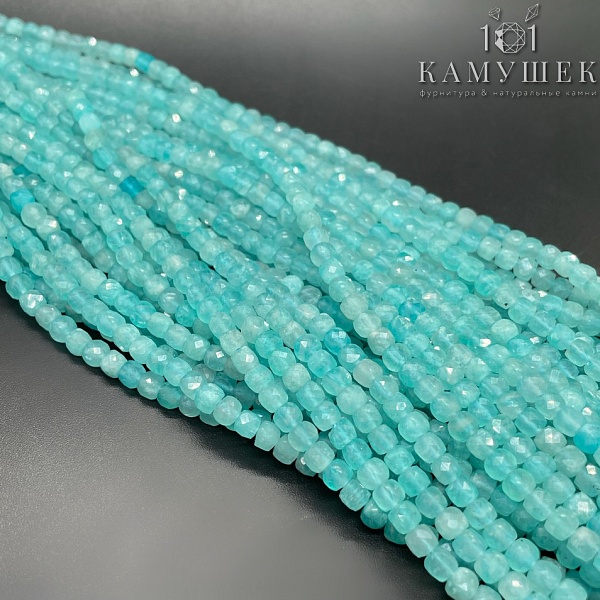 Амазонит куб огранка 4*4мм