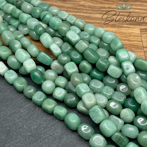 Авантюрин зеленый прямоугольник фриформ 9-13 мм