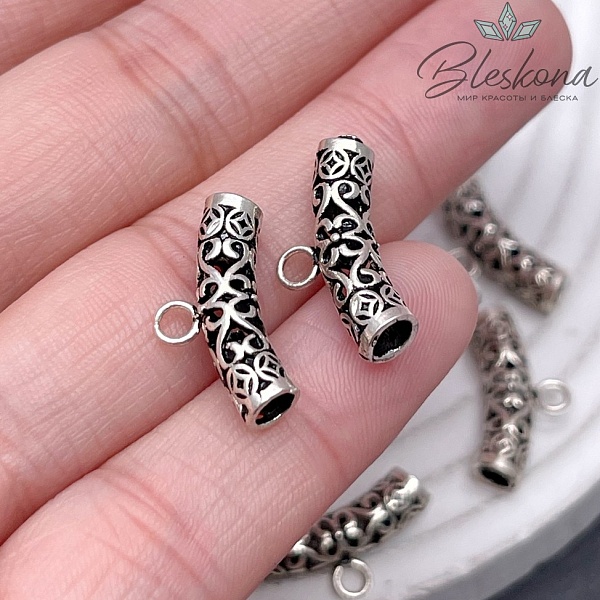 20*4,8 мм Бейл для подвесок мельхиор узор №5 широкий