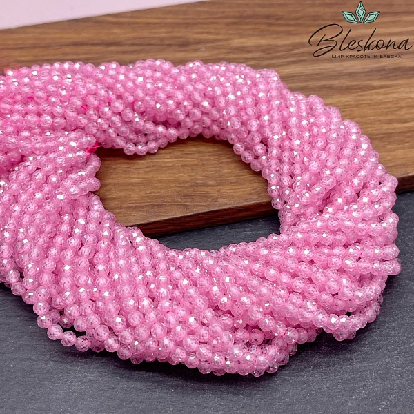 Циркон огранка розовый 4 мм (кубический цирконий, фианит) 