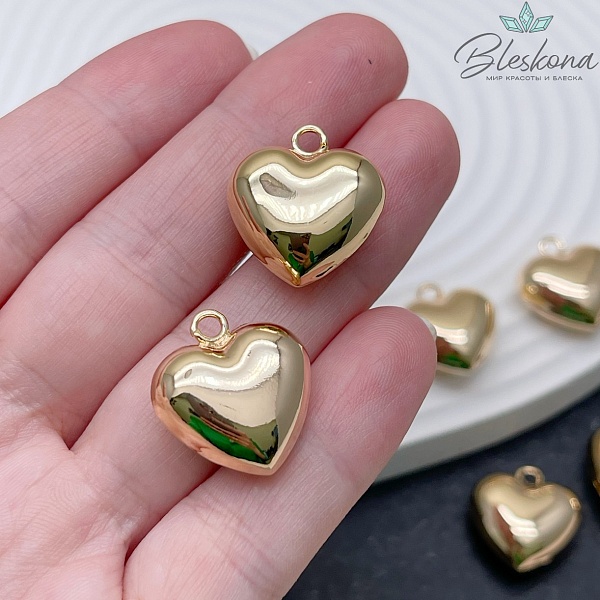 20*18,5 мм Цвет золото, Подвеска Сердце объемное гладкое