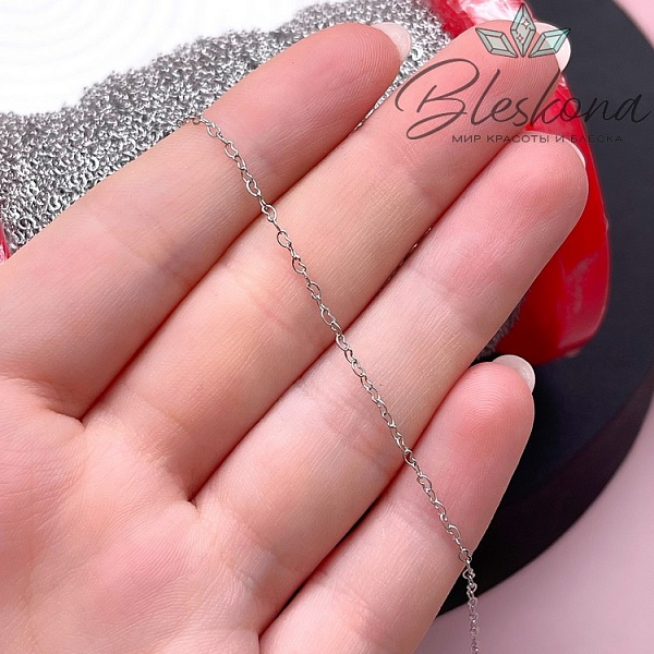 Цепь №127 цвет серебро, сердце 1,5*2,2 мм