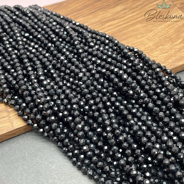 Агат черный алмазная огранка 4,5 мм 