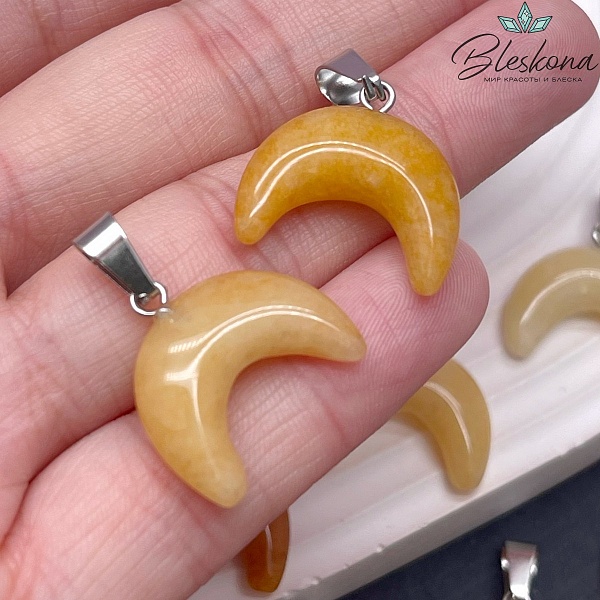 19*16,5 мм Цвет серебро, Подвеска лунница Кальцит