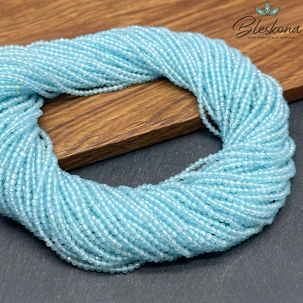 Кошачий глаз светло-голубой микроогранка (имитация) 2 мм