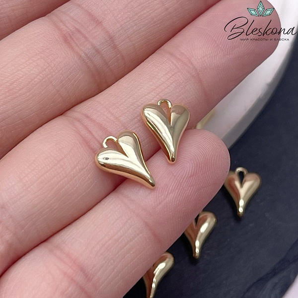 12*9 мм Цвет золото, Подвеска сердце объемное