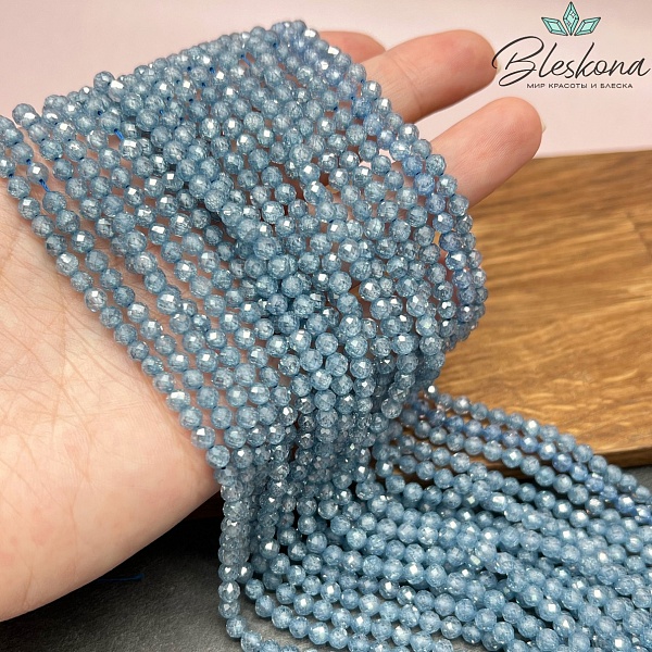 Циркон Glow синий огранка 4 мм (кубический цирконий, фианит) 