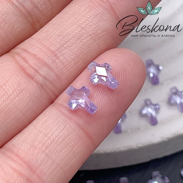 7*5 мм, Подвеска Циркон крест лиловый (кубический цирконий, фианит) 