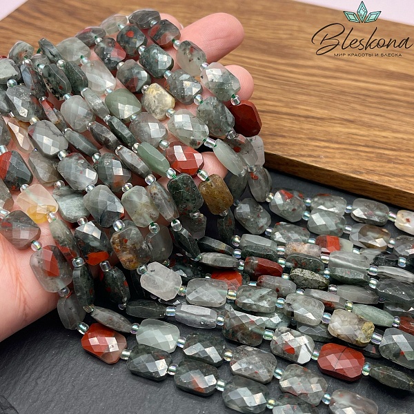 Гелиотроп плоский прямоугольник огранка 12*8 мм