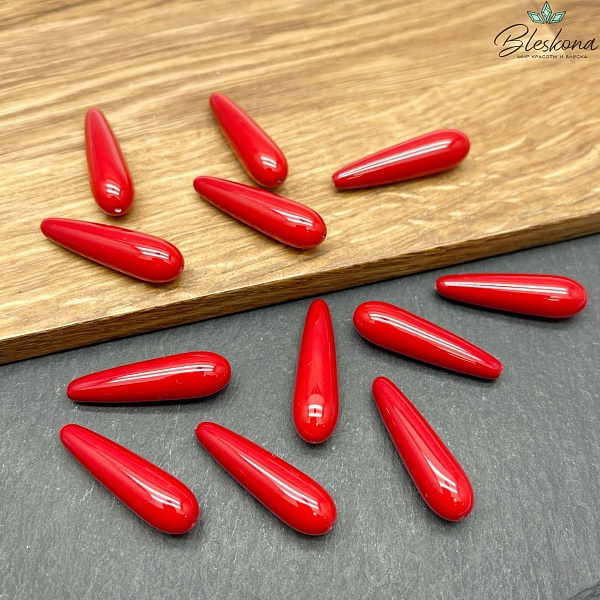 28*8 мм, Жемчуг Майорка красная капля  (штучно)