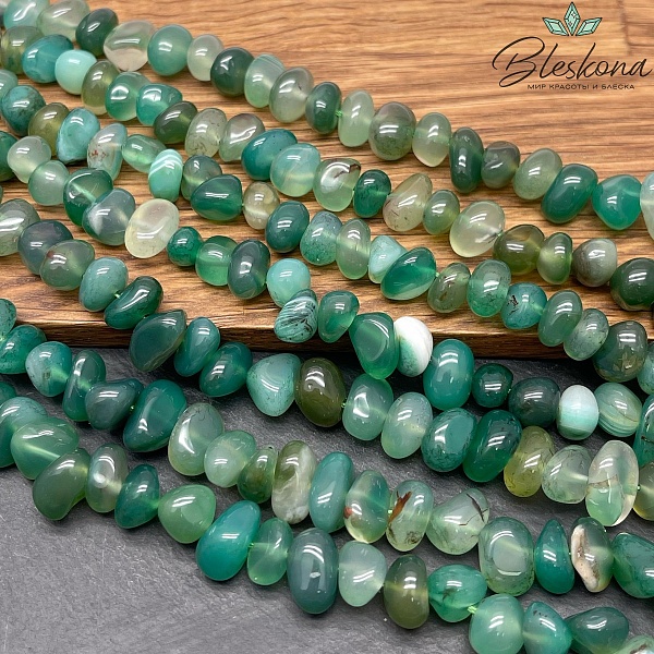 Агат зеленый (тонированный) галтовка (6-9)*(8-13) мм
