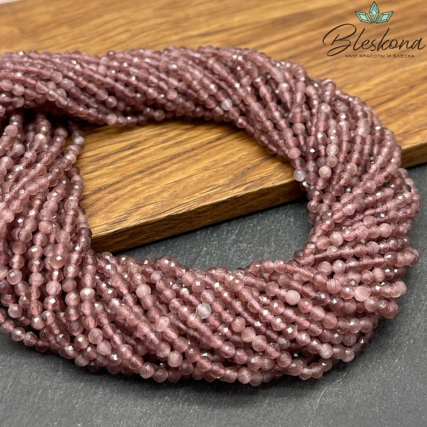 Кошачий глаз темно-лиловый микроогранка (имитация) 3 мм