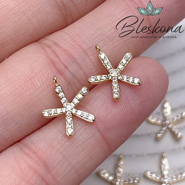 12,5*11 мм Цвет золото, Подвеска цветок с цирконами
