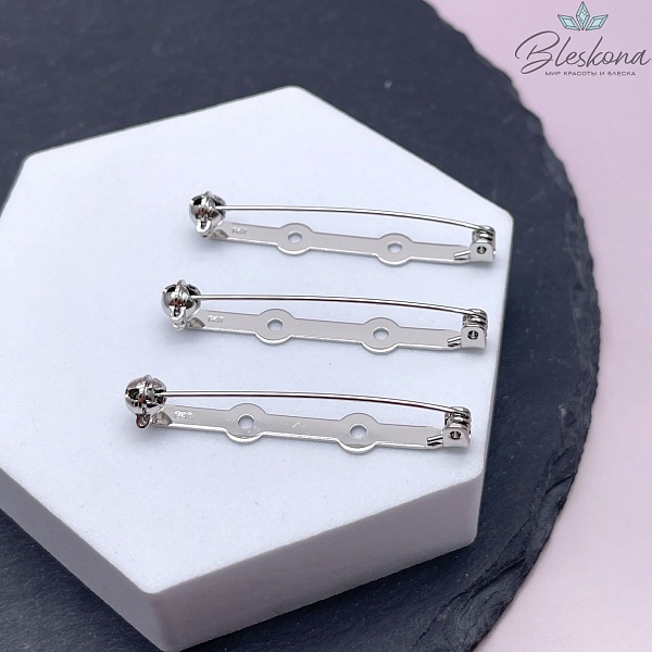 45*6 мм Цвет серебро, Японская булавка для броши с фиксатором 