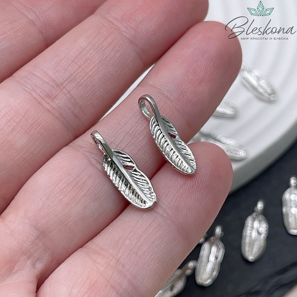 17,7*5,5 мм Цвет серебро, Подвеска перышко