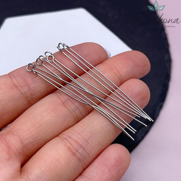 5 см*0,6 мм Цвет серебро, Пины петелька жесткие уп. 10 шт.