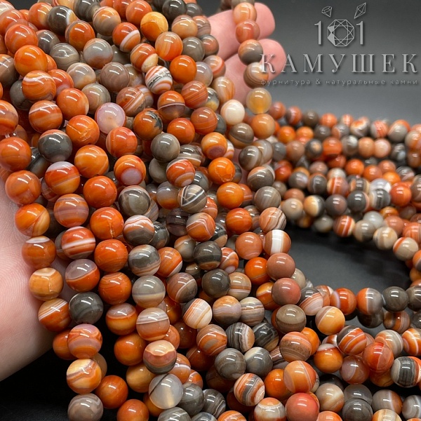 Агат оранжево-коричневый 6 мм 