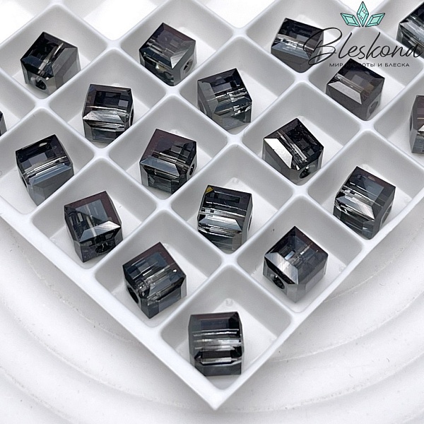 5601 Cube Bead 6мм Crystal Silver Night B