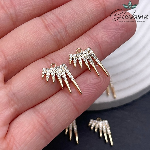17*14 мм Цвет золото, Подвеска лучики с цирконами