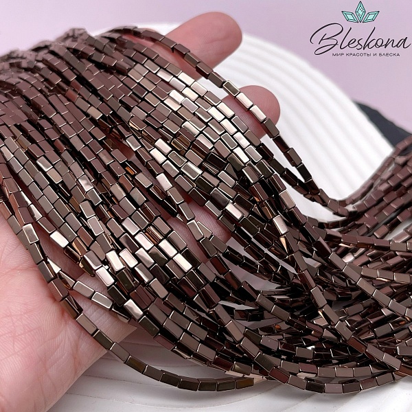 4*2 мм Гематин имитация, коричневый (шоколадный), прямоугольник 