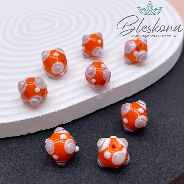 15 мм Бусина шар оранжевый пупырчатый