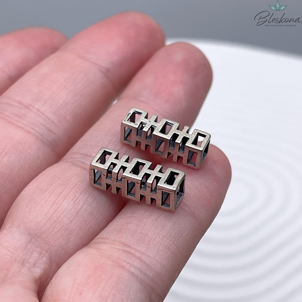 15,1*5 мм Бусина мельхиор Тубочка узор №3 куб