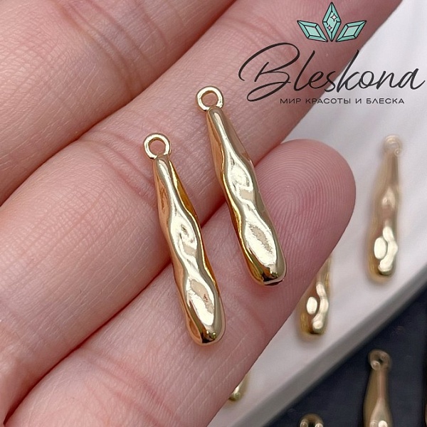 22*4 мм Цвет золото, Подвеска капля мятая