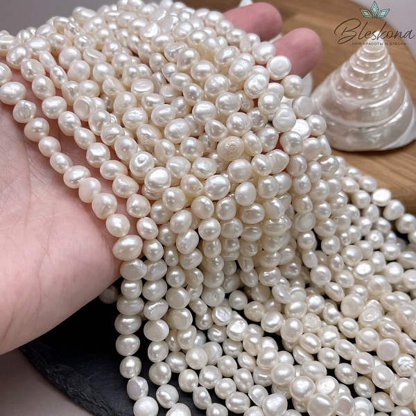 Жемчуг барочный белый 7-8 мм 