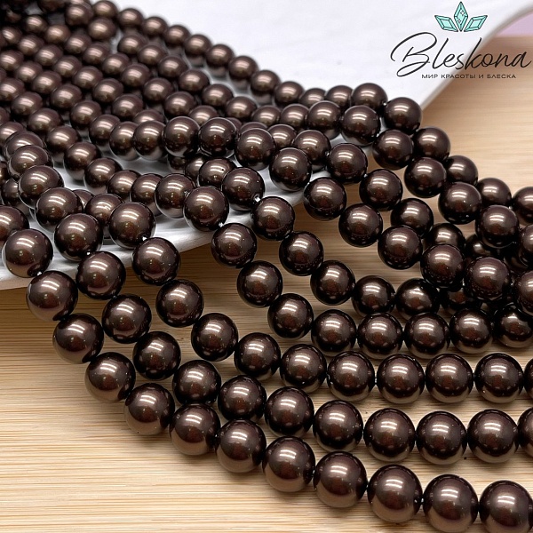 Жемчуг Майорка, цвет коричневый  (шоколадный) 10 мм