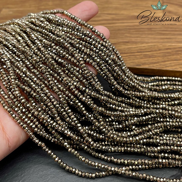 3*2 мм Темное золото, Гематин имитация рондель алмазная огранка