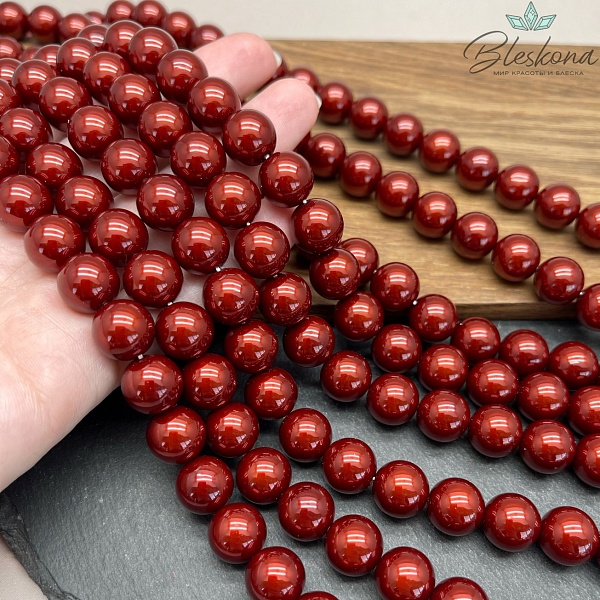Жемчуг Майорка, цвет коричнево-красный 12 мм