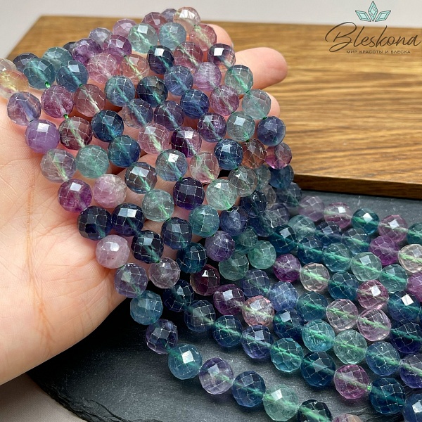 Флюорит радужный алмазная огранка 9,5 мм