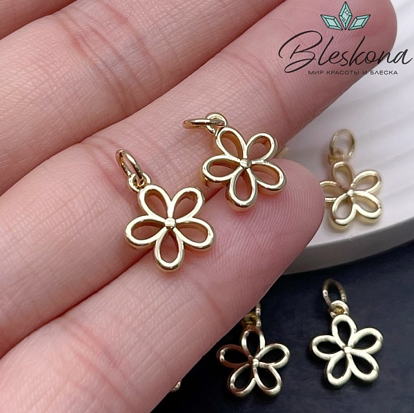 12*10 мм, Цвет золото, Подвеска Цветок контур 