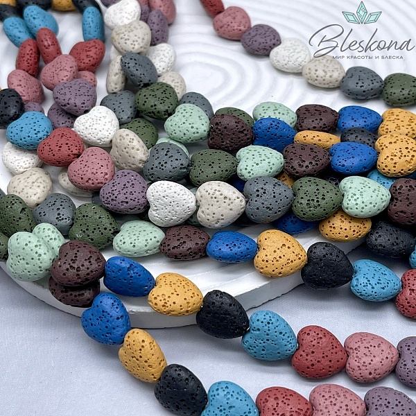 Лава Вулканическая сердца  микс 14*13 мм