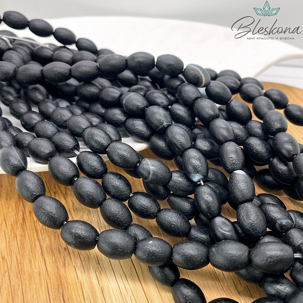 Агат черный рис в термической обработке 14*10 мм
