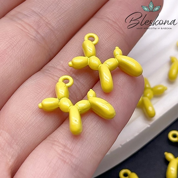 14*18 мм, Подвеска пудель желтая эмаль