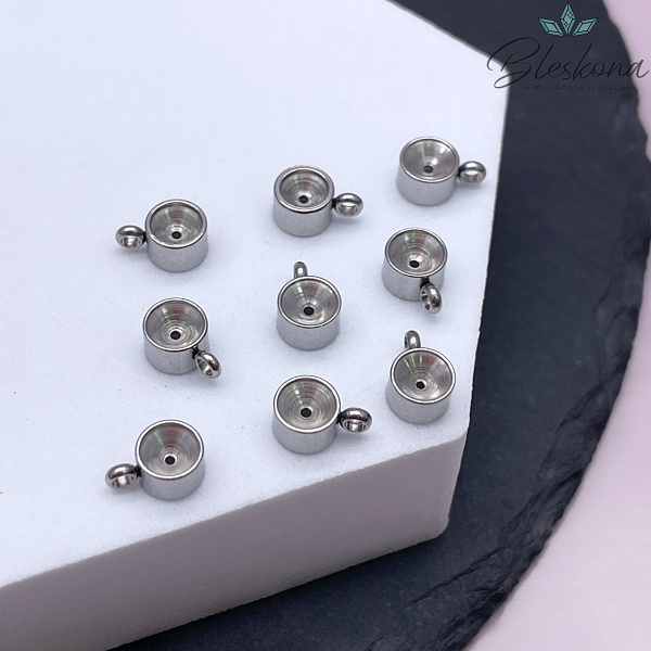 Бейл для подвесок, цвет серебро 8,8*6 мм