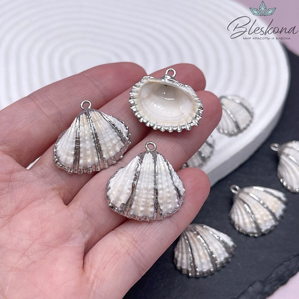(22-24)*(23-25) мм, Цвет золото, Подвеска Ракушка белая