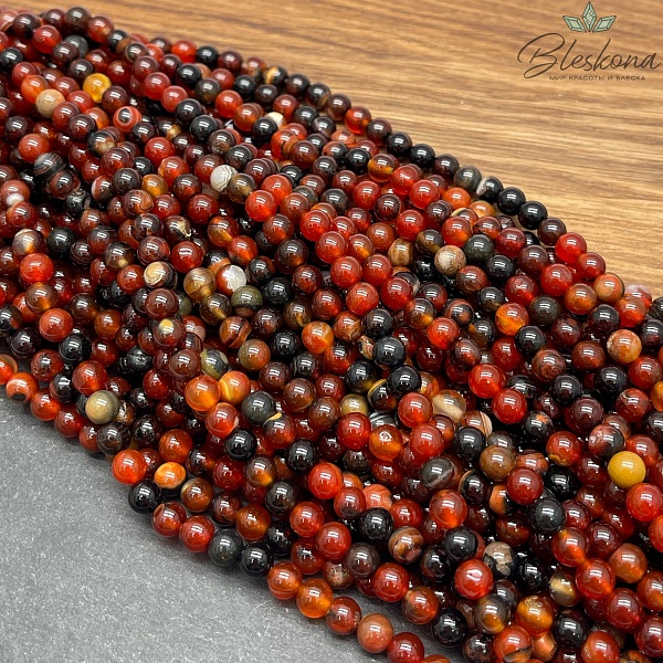 Агат черно- рыжий 6 мм