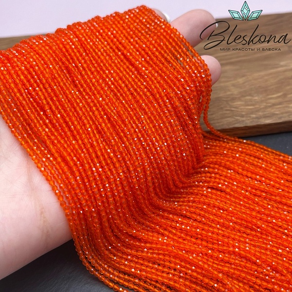 2 мм Бусины стекло оранжевое алмазная огранка