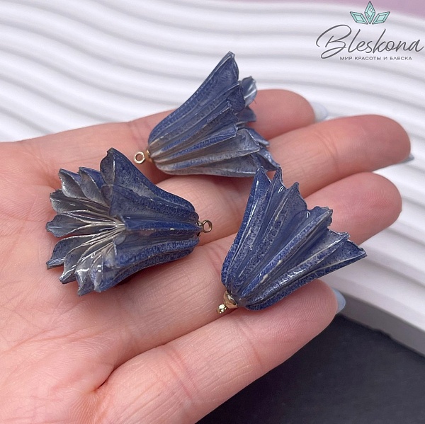 23-28 мм Подвеска Колокольчик в эпоксидной смоле синий