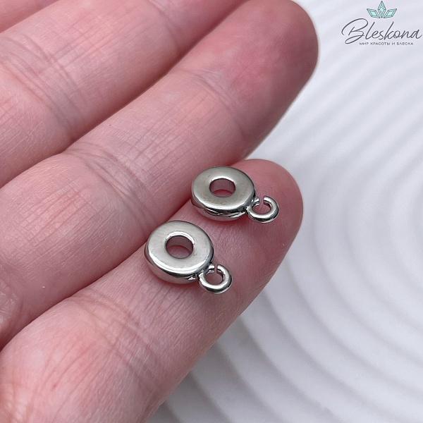 7,6*2 мм Цвет серебро, Бейл гладкий разъемное кольцо